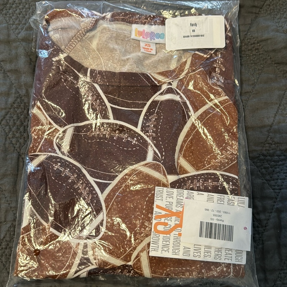Football Randy raglan top by Lularoe XS NWT